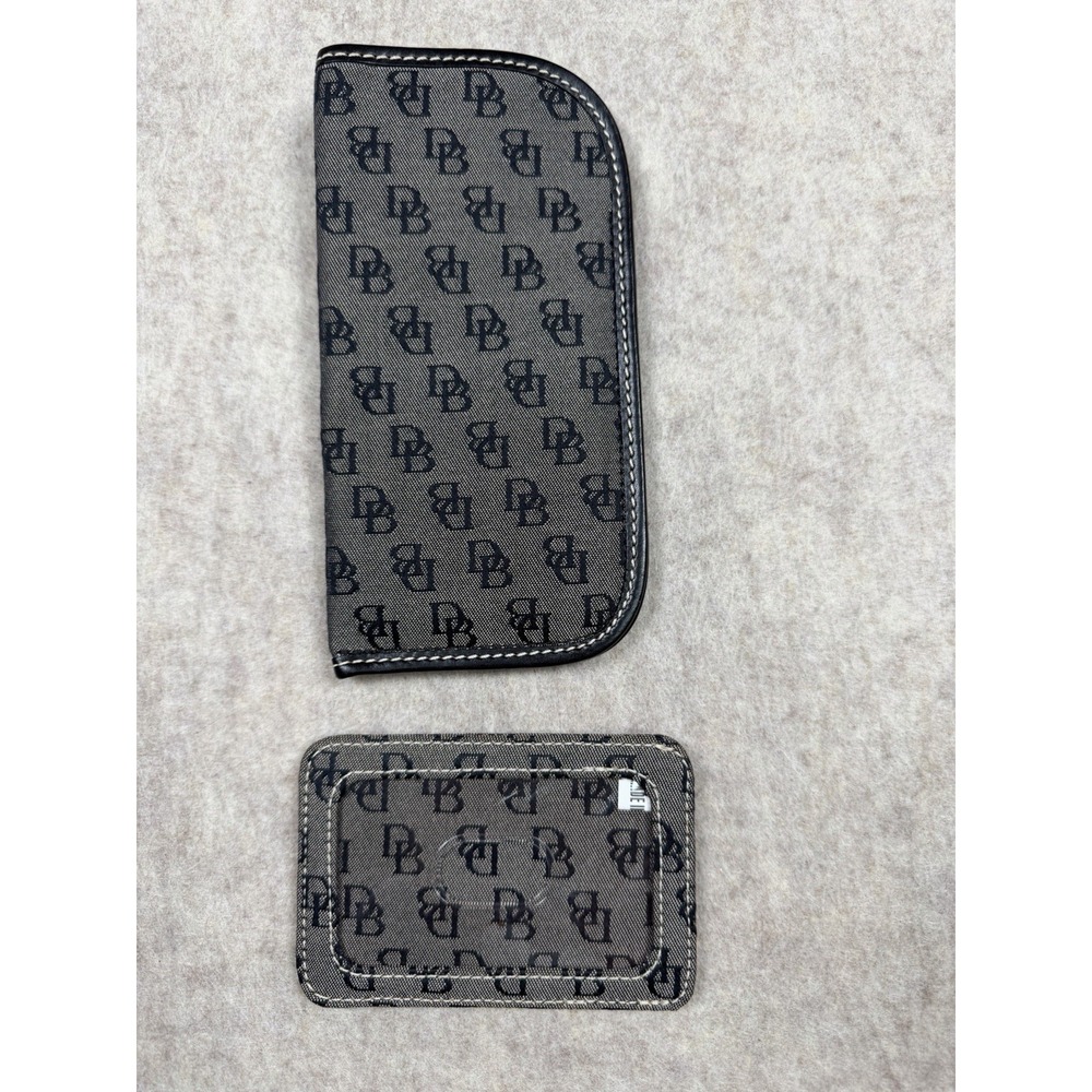 Dooney & Bourke Black Gray Signature Eyeglass Case & Card Holder Vintage